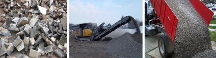 Zúzott másodlagos beton leszállított ár köbméterenként és önálló (az ár per köbméter) Zúzott másodlagos beton leszállított ár köbméterenként és önálló