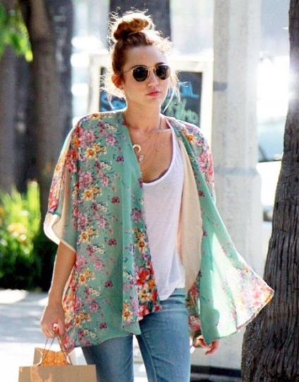 Kimono Jacket, mit viseljen könnyű nyári változat (kimono) Kimono Jacket, mit viseljen könnyű nyári változata