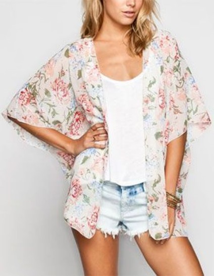 Kimono Jacket, mit viseljen könnyű nyári változat (kimono) Kimono Jacket, mit viseljen könnyű nyári változata