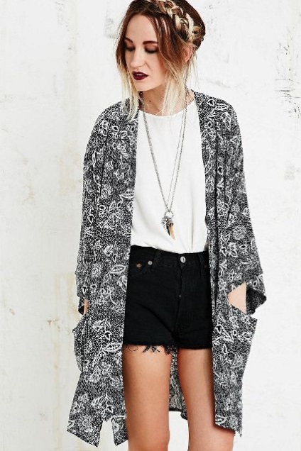 Kimono Jacket, mit viseljen könnyű nyári változat (dzseki) Kimono Jacket, mit viseljen könnyű nyári változata