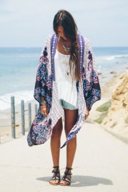 Kimono Jacket, mit viseljen könnyű nyári változat (kimono) Kimono Jacket, mit viseljen könnyű nyári változata