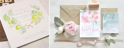Akvarell meghívásokat esküvő - tervezési ötletek fotókkal