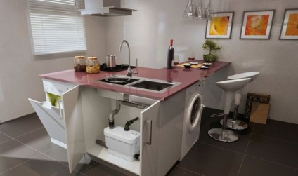 Hogyan lehet mozgatni mosogató a konyhában mosás átadása az ablak a szigeten, a másik oldalon a konyha