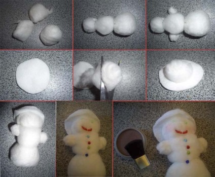 Hogyan készítsünk egy hóember pamutból