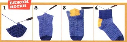 Hogyan kötött zokni horgolt kezdők számára felnőttek, gyerekek, ábrák, képek, videók