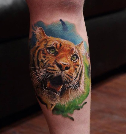 Gyönyörű tetoválás a kép egy tigris - 55 képek