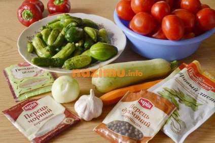 Мариновані огірки, помідори і кабачки асорті - рецепт на зиму з фото