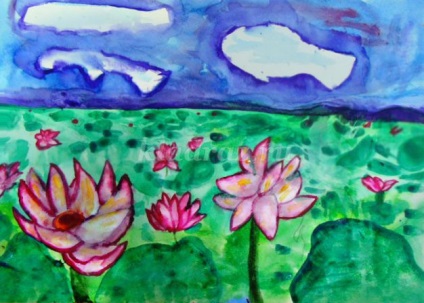 Rajz tó lotuses szakaszokban fényképpel (szakaszosan) Rajz tó lotuses szakaszokban fotókkal