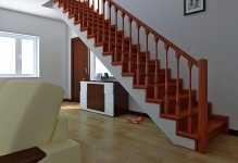 Corner lépcsőn közvetlenül a második emeleten, a forma, házak, függőleges kép saját kezűleg, keskeny nyílások