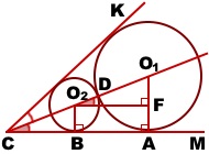 A bezárt szög érintők közös háromszögek