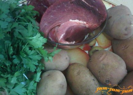 Pot mięso pieczone, ziemniaki (mięsa) pieczeń mięsa i ziemniaków