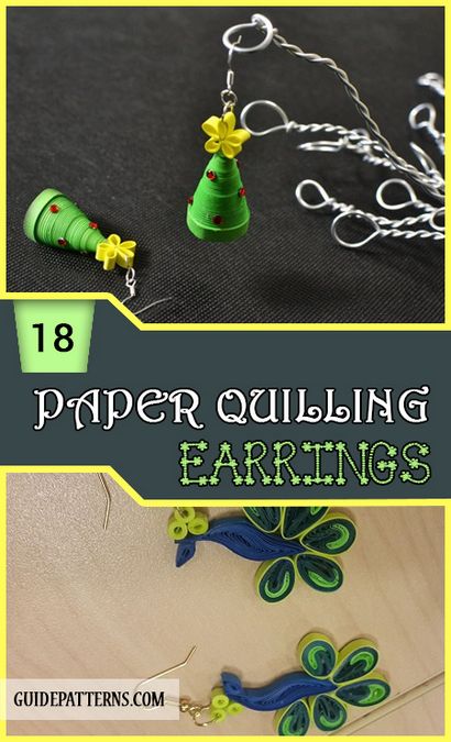 18 Papier Quilling Boucles d'oreilles, des motifs Guide