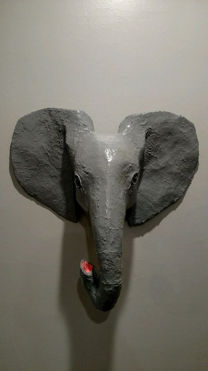 3-D Mur bébé éléphant Sculpture Motif - Papier mâché Ultime