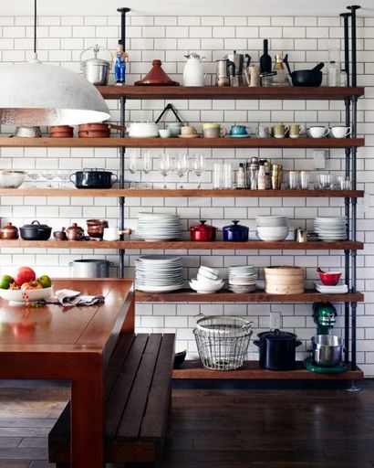 65 idées de l'utilisation ouvert des étagères de cuisine mur