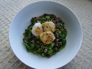 azuki avec miso et verts