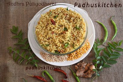 Andhra Puliyodharai-Andhra Pulihora Recette, Padhuskitchen