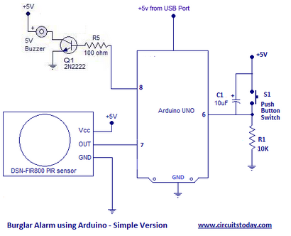 Arduino-Alarmanlage mit PIR-Sensor mit SMS-Alarm