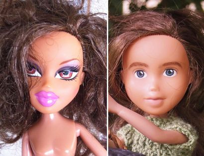 Maman australienne Turns poupées Bratz en filles régulières en supprimant leur maquillage Unrealistic, Bored