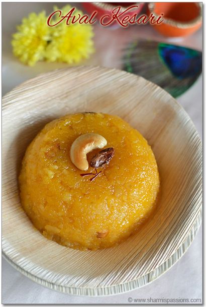 Aval Kesari Rezept - Poha Kesari, Krishna Jayanthi Rezepte - Sharmis Passions