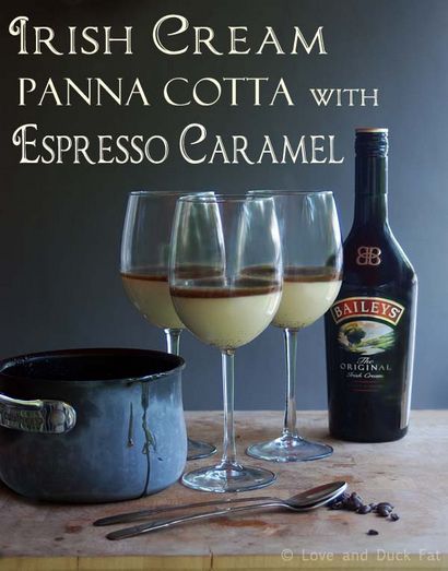 Irish Cream Panna Cotta Bailey avec sauce Espresso Caramel - L'amour et le canard Fatlove et Fat Duck