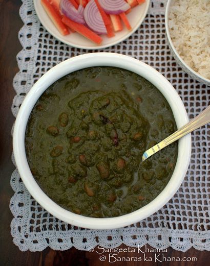 Bénarès ka Khana chukandar ke patton wala rajma, Palak wala rajma, les haricots cuits dans la betterave