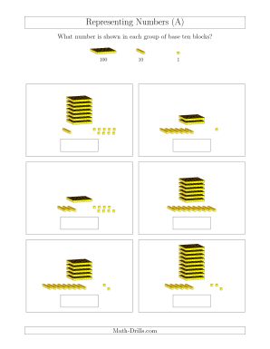 Base Ten Blocks Worksheets