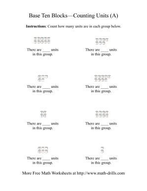 Base Ten Blocks Worksheets