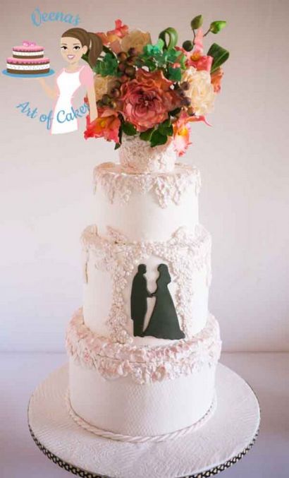 Bas-Relief White Wedding Cake - Veena Azmanov
