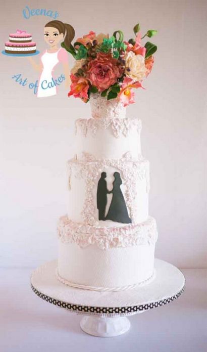 Bas-Relief White Wedding Cake - Veena Azmanov