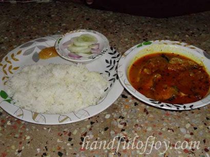 Bihari Fisch-Curry, Lebensmittel, Gabel, Teller - Handful of Joy