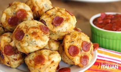 Bite Size Cheesy Pepperoni Pizza Puffs