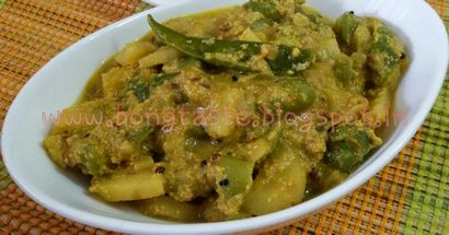 Bongtaste Jhinge Aloo Posto Oder Ridgegourd Kartoffelcurry mit Mohn Paste ir Turai Aloo Sabji