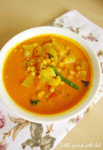 recette de curry gourde, sorakaya curry, sorakaya Kura