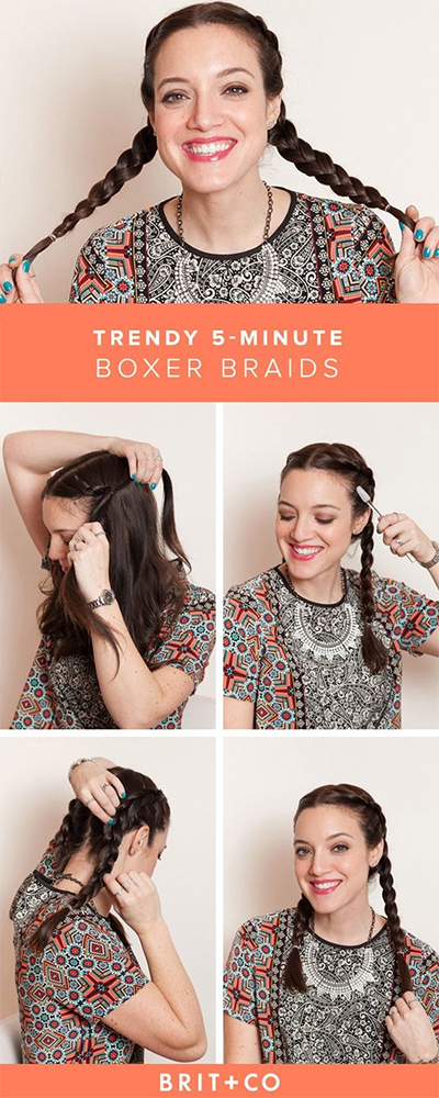 Tressées Couettes Hacks, comment faire Tresses néerlandais, Boxer Braid Coiffures