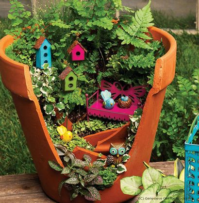 Gebrochene Töpfe machten zu Brilliant DIY Fairy Gardens