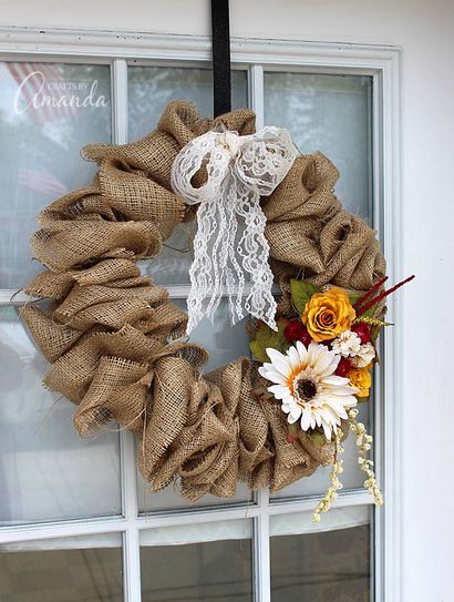 Jute Couronne Comment faire une couronne de fleurs Jute En utilisant un cintre