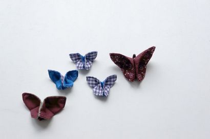 Clips papillon cheveux - Origami avec le tissu 4 étapes (avec photos)