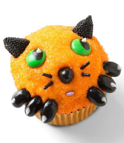 Cat Cupcakes - Orange und schwarze Katzen-Kuchen-Rezept