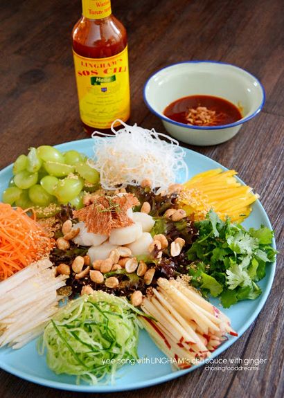 Chasing DES ALIMENTS DREAMS Recette Yee Sang avec Lingham - sauce Chili s au gingembre