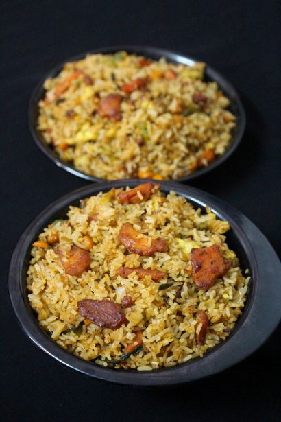 Poulet Recette de riz frit, riz frit chinois - délicieux cuisine indienne