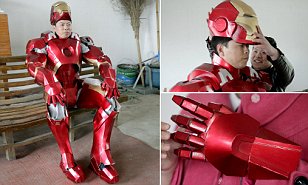 Chinese Ingenieur baut Replik Iron Man-Anzug ist aber zu mollig passen hinein, Daily Mail Online
