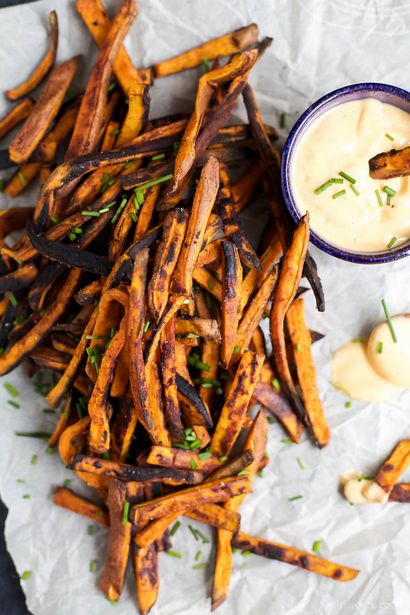 Chipotle frites de patates douces au miel Sriracha aïoli, Recettes faciles en santé grâce à des ingrédients réels