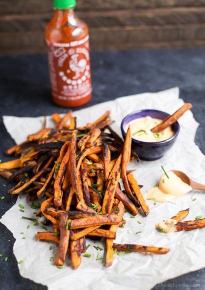 Chipotle Sweet Potato Fries mit Honig Sriracha Aioli, Easy Gesunde Rezepte Mit Real Zutaten