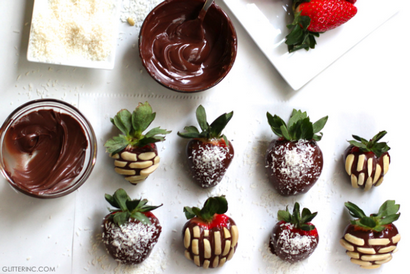 Schokolade und Nutella überzogene Erdbeeren, Glitter, Inc