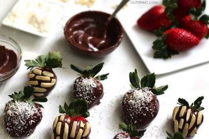 Schokolade und Nutella überzogene Erdbeeren, Glitter, Inc