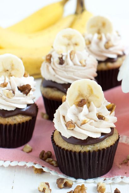 Schoko-Bananen-Nuss Crunch Cupcakes - Spoonful of Flavor