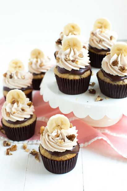 Schoko-Bananen-Nuss Crunch Cupcakes - Spoonful of Flavor