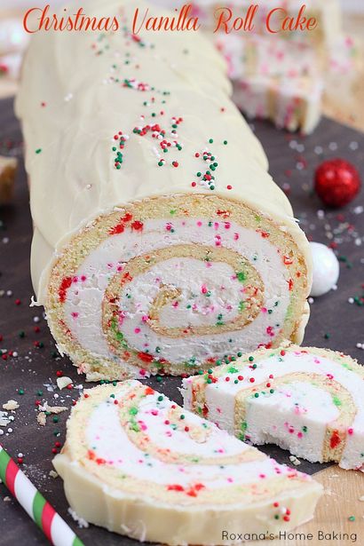 recette de gâteau à la vanille de rouleau de Noël