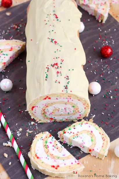 recette de gâteau à la vanille de rouleau de Noël