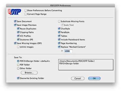 Convertir PDF à InDesign en utilisant PDF2DTP